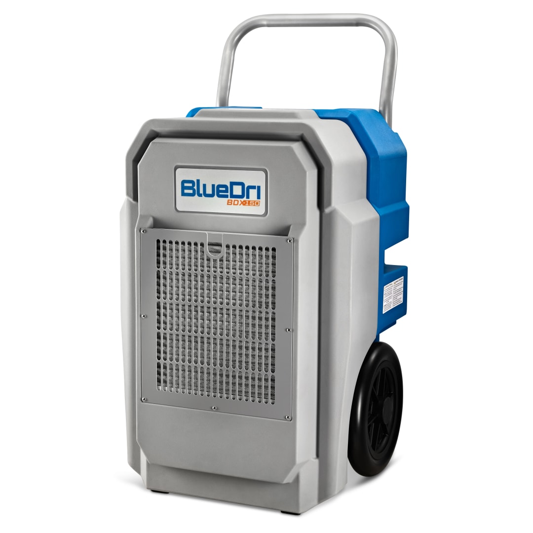 BlueDri BDX-150 175PPD Industrial Commercial LGR Dehumidifier with Hose for Basements in Homes and Job Sites, Water Damage Restoration Equipment, Blue