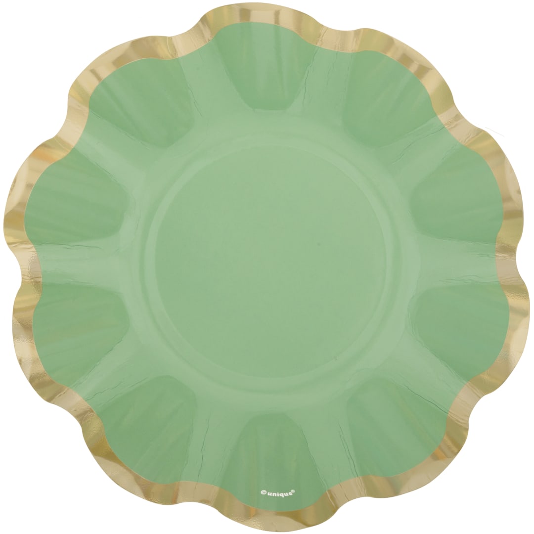 Elegant Sage Ruffle Edge 7" Bowl, 8ct - Foil Stamping