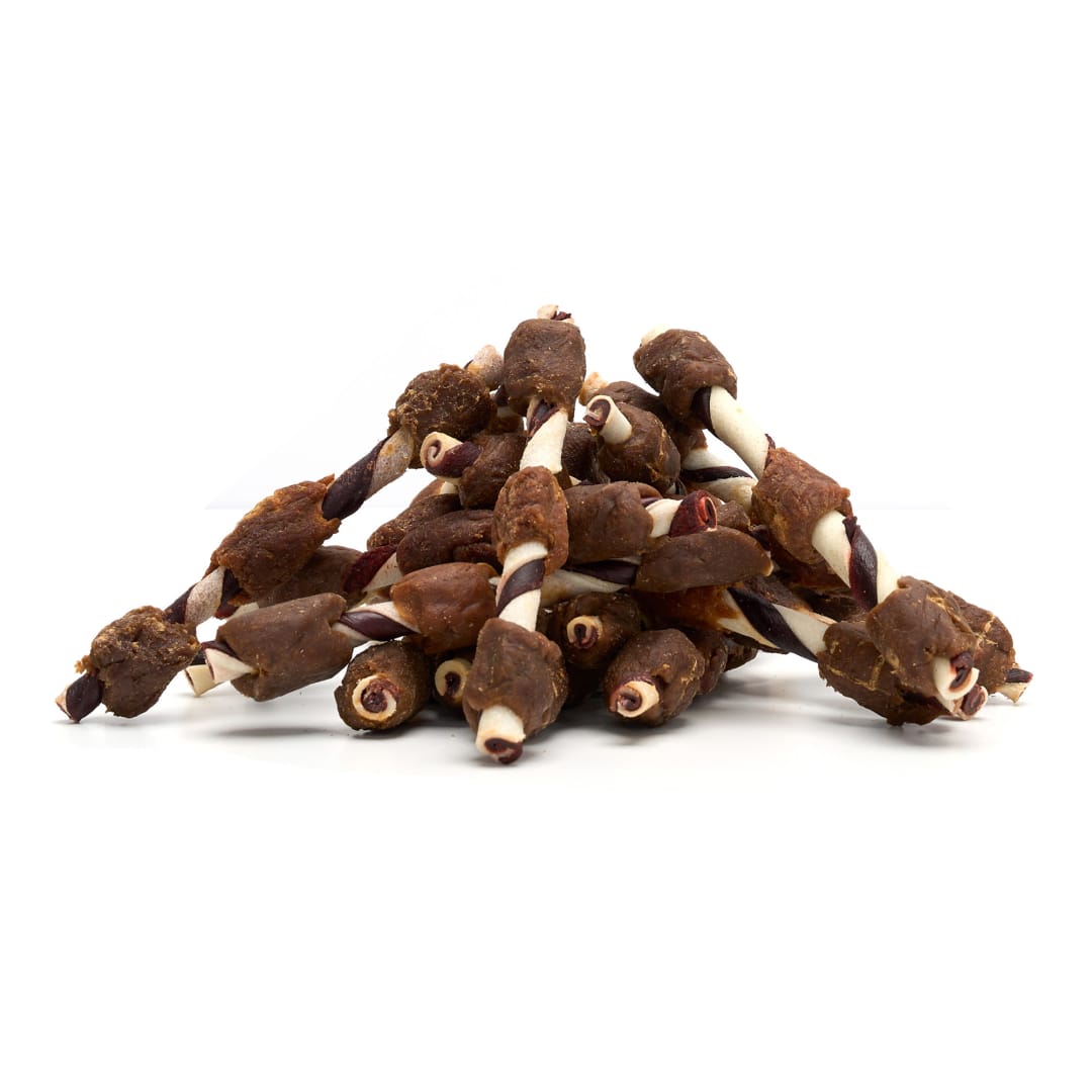 Treatly Combo Chews Rawhide/Pork Flv Rawhide Twist Kabob Duck/Chicken, 18 Pack