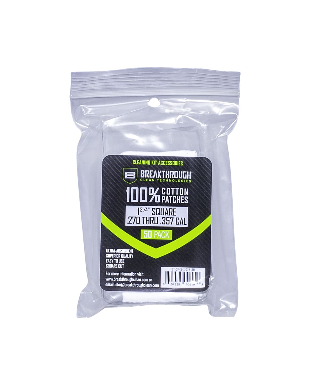 BCT™ Cotton Patches, 1.75" Square, .270 Thru .357 Caliber, 50-Pack