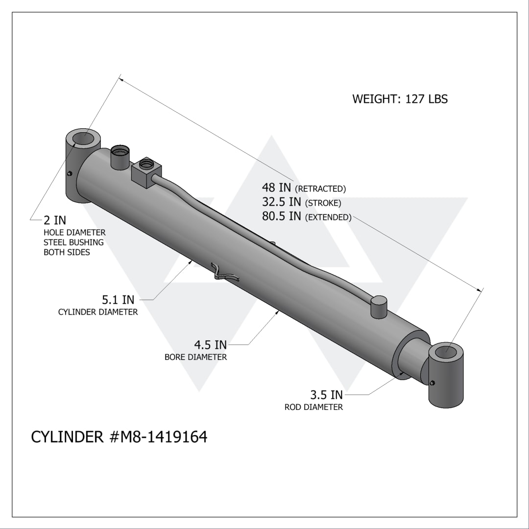 Wastebuilt® Replacement for McNeilus Standard Slide Cylinder (4.5" X 3.5" X 32.5")