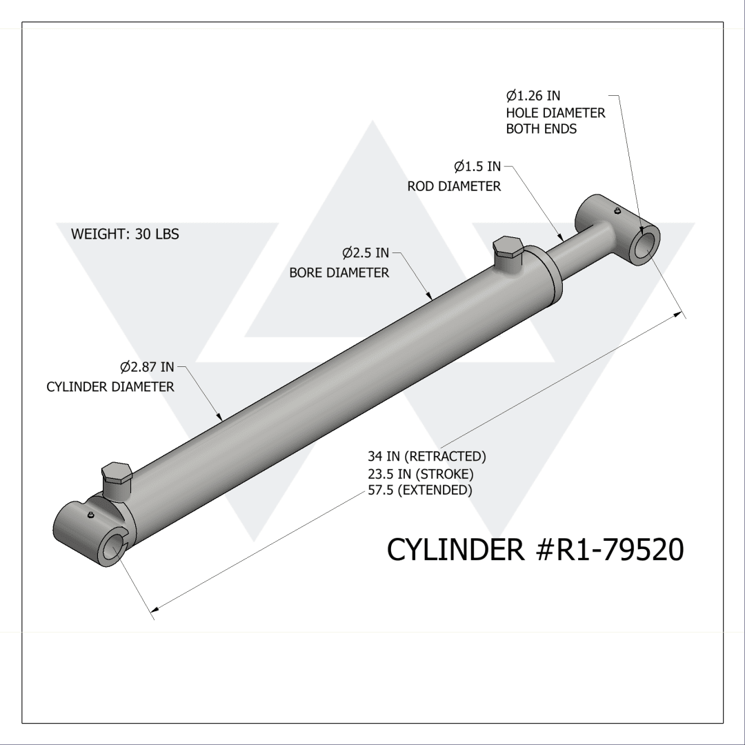 Wastebuilt® Replacement for Roll-Rite Cylinder 2.25"Bore x 25" Stroke for pivot rotation CN-357