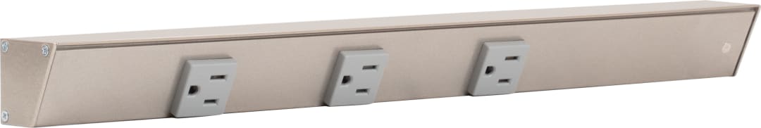 18" Satin Nickel APT Angle Power Strip, grey receptacles, right wire entry