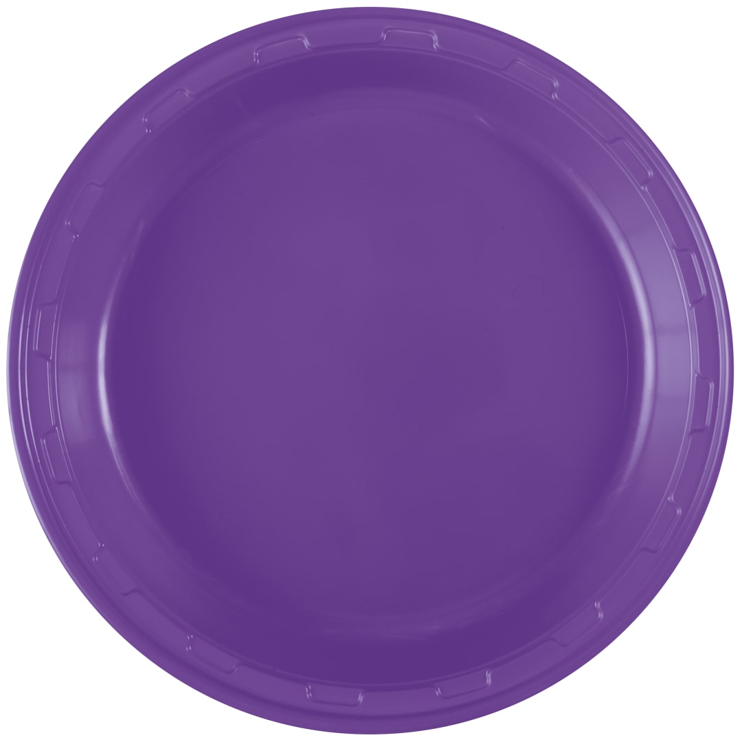 Neon Purple Solid Round 10" Plastic Dinner Plates, 50ct
