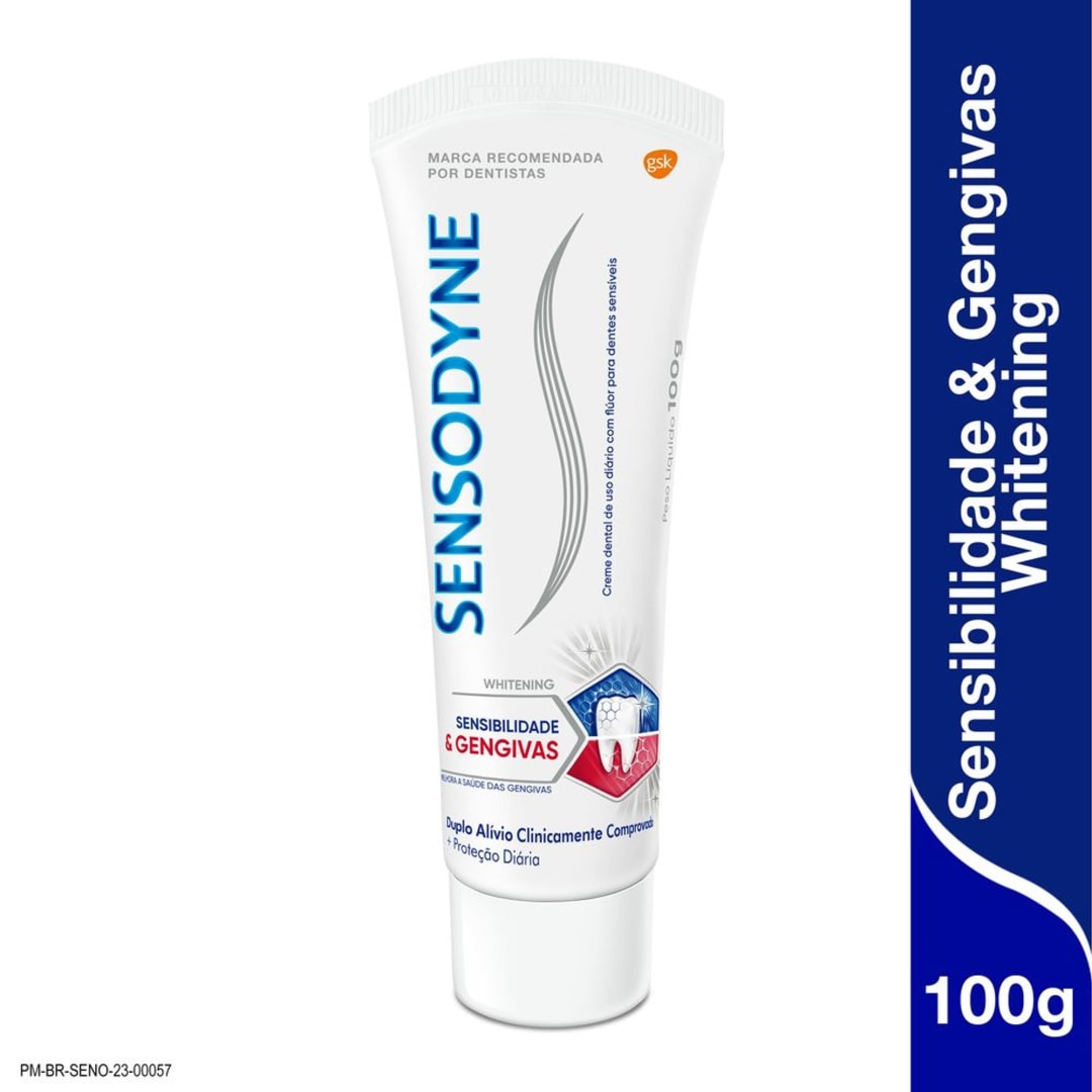 Sensodyne Sensibilidade & Gengivas Whitening Creme Dental para Dentes Sensíveis e Sangramentos na Gengiva com 100g