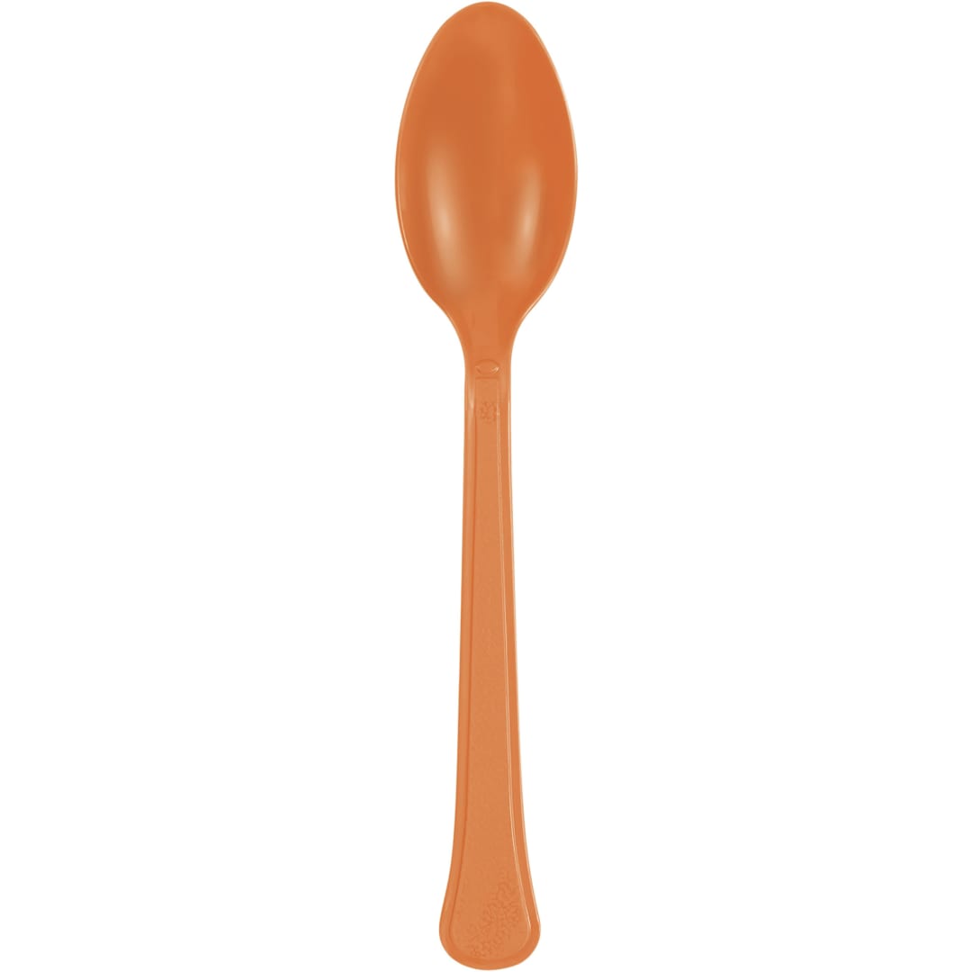Pumpkin Orange Solid Premium Plastic Spoons, 20ct