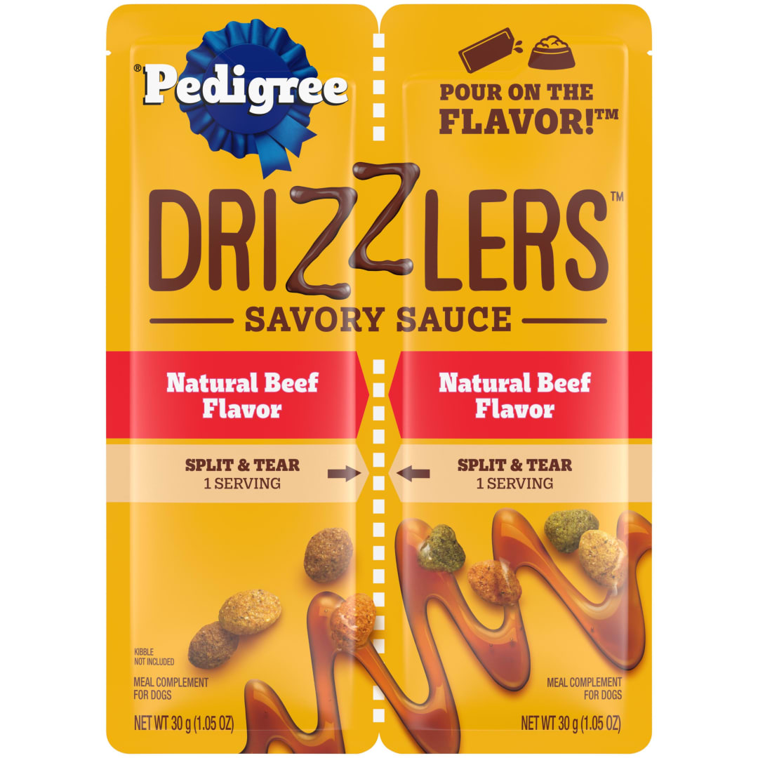 Pedigree Drizzlers Natural Beef Flavor Savory Sauce Wet Dog, 2.1 oz Twin Pouch