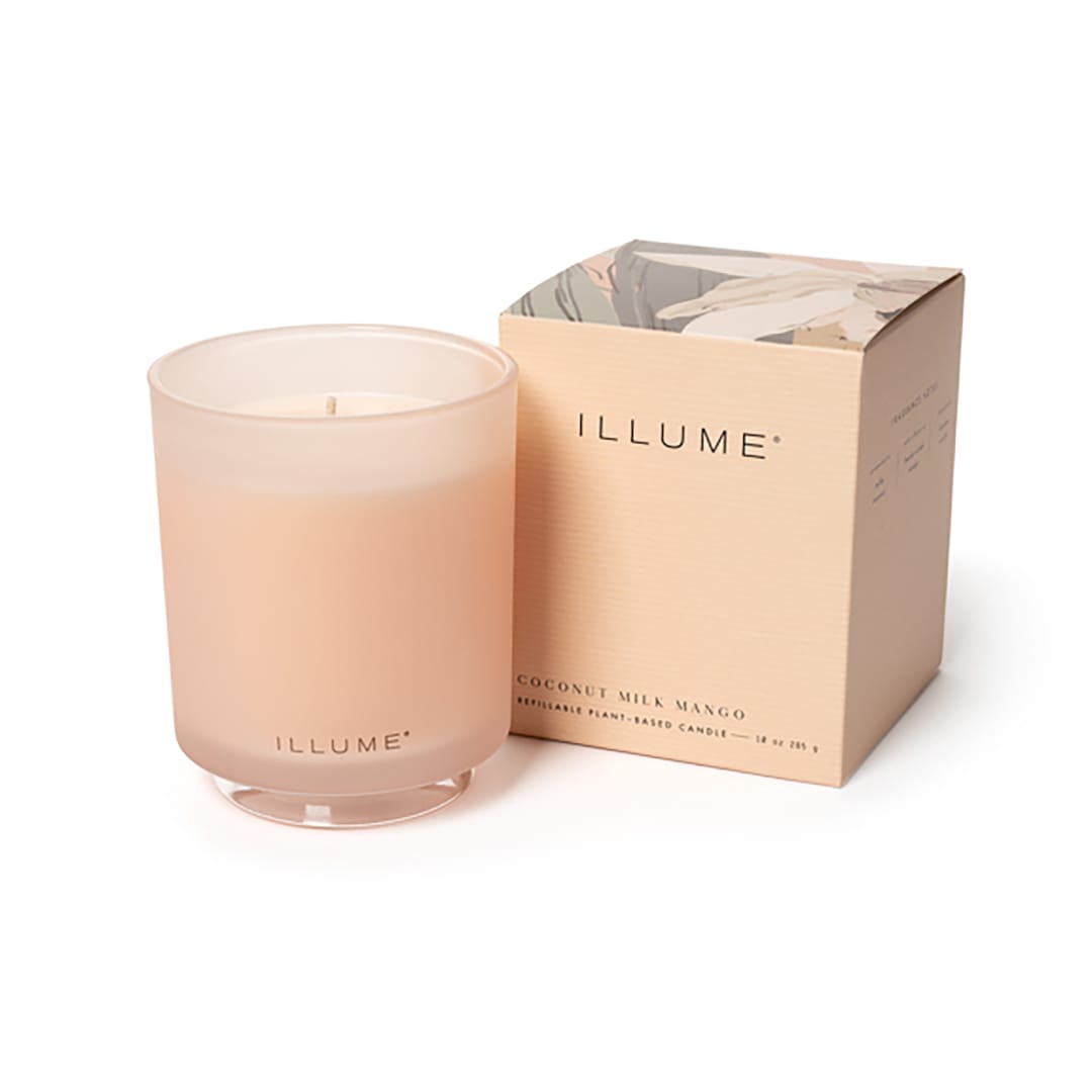 4537505100 - Coconut Milk Mango Box Glass Candle, Rose, STOCK: 120