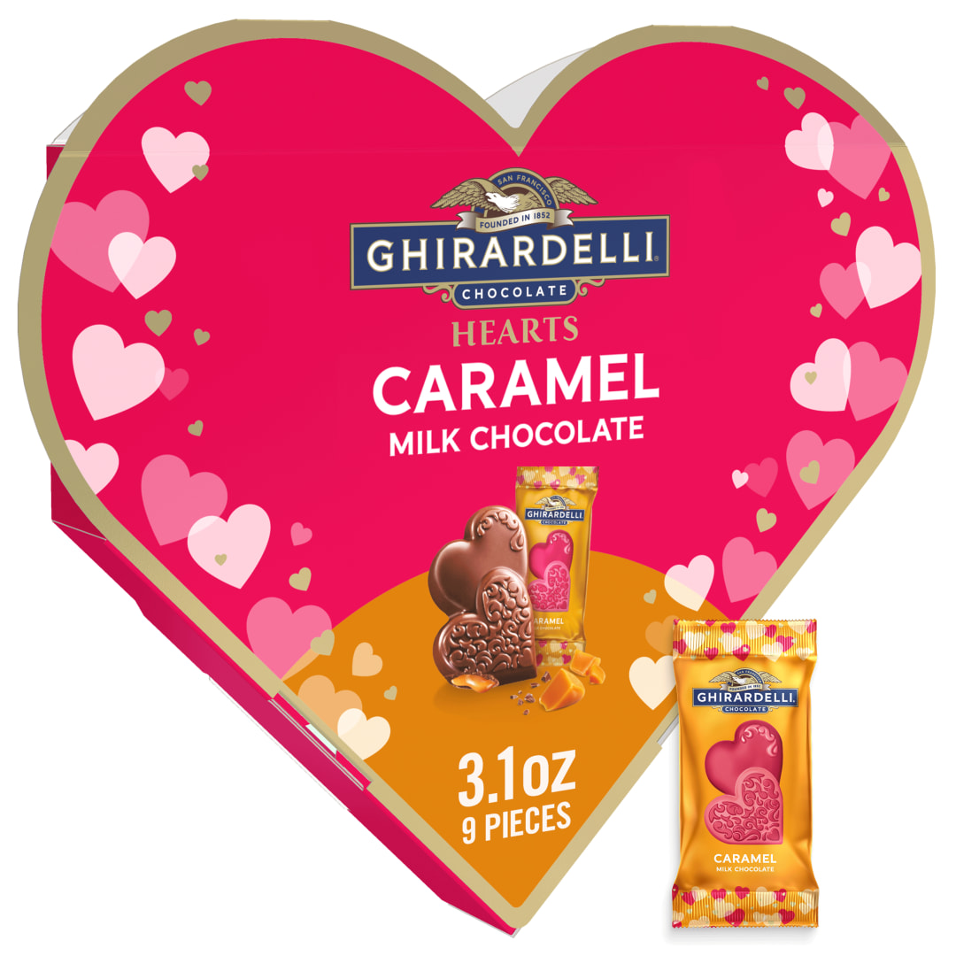 GHIRARDELLI Caramel Milk Chocolate Hearts Gift Box, 3.1 oz
