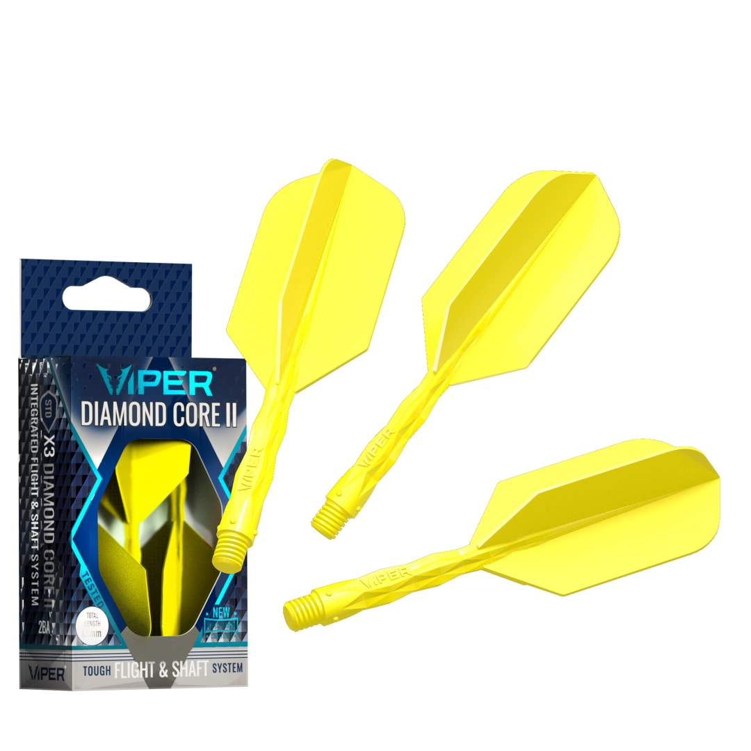 Viper Diamond Core II Integrated Dart Flight & Shaft System - InBetween Shaft, Slim Flight - Neon Yellow