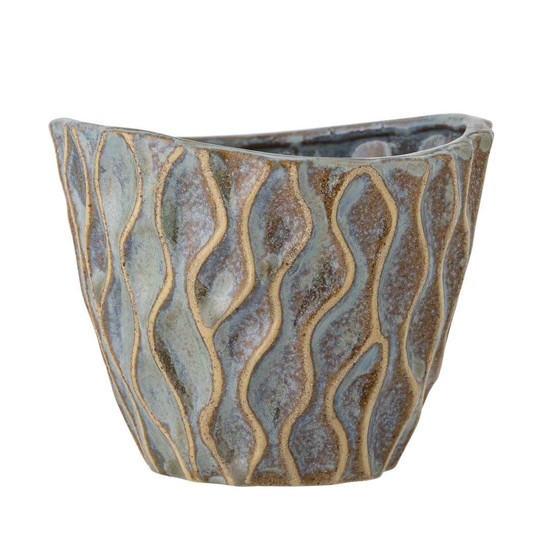 82061382 - Feren Flowerpot, Blue, Stoneware STOCK: 300