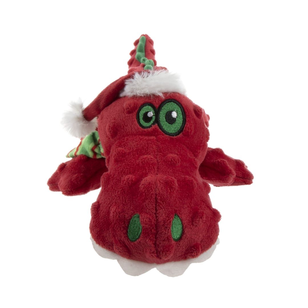 goDog Gators Squeaky Plush Dog Toy, Chew Guard Technology, Holiday, Red, Large