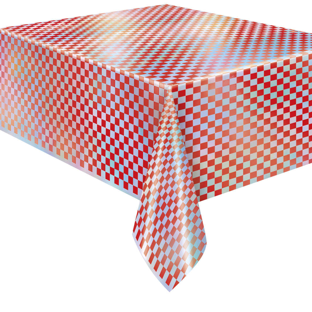 Retro Love Iridescent Rectangular Foil Table Cover, 54" x 84" - Short Fold
