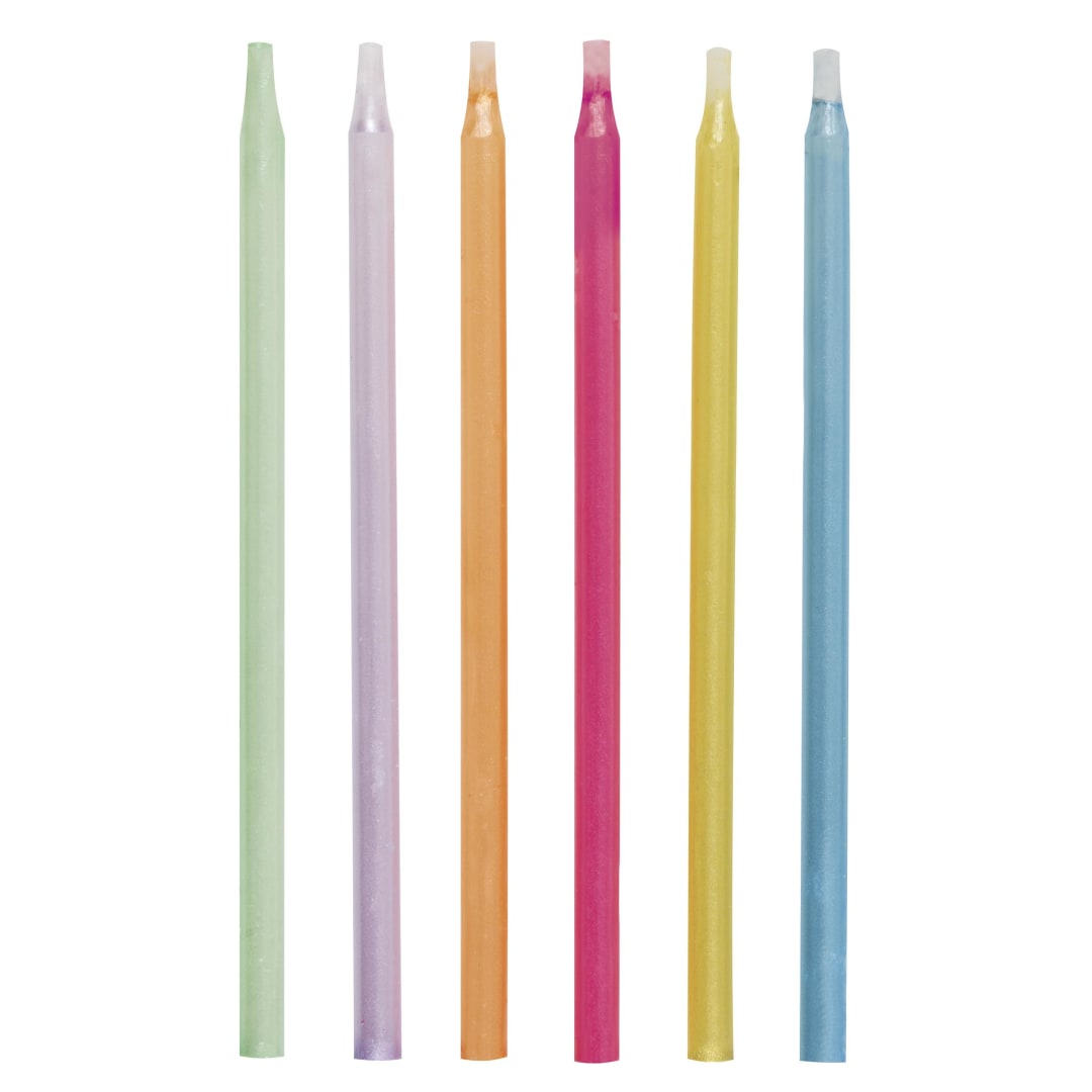 Assorted Pastel Stick Birthday Candles 5", 12ct