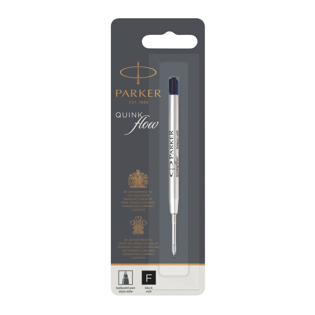 Parker Recambios De Tinta Para Bolígrafos, Punta Fina, Tinta Negra, Paquete De 1