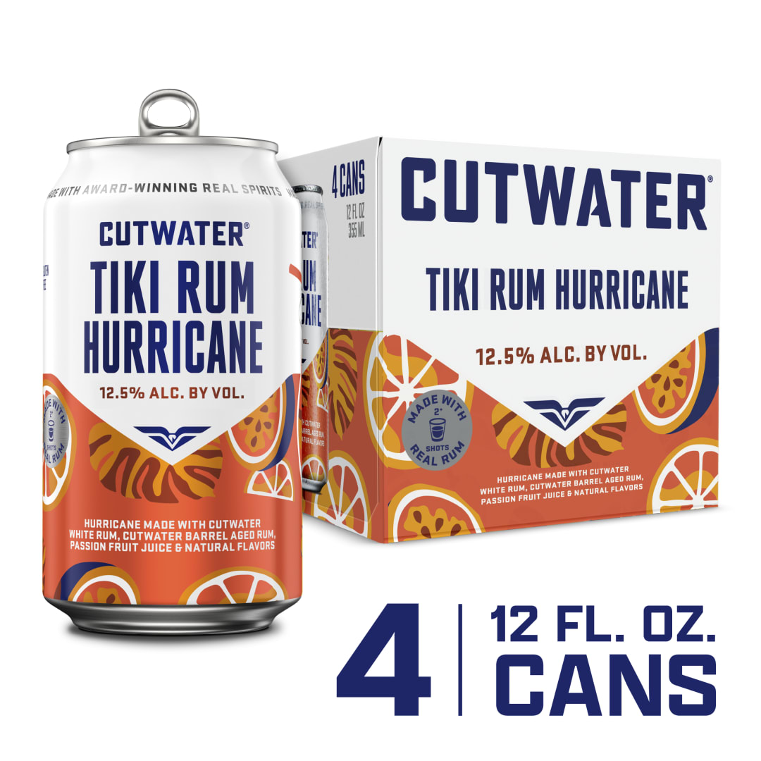 Cutwater Tiki Rum Hurricane 4 pack, 12 fl oz Cans