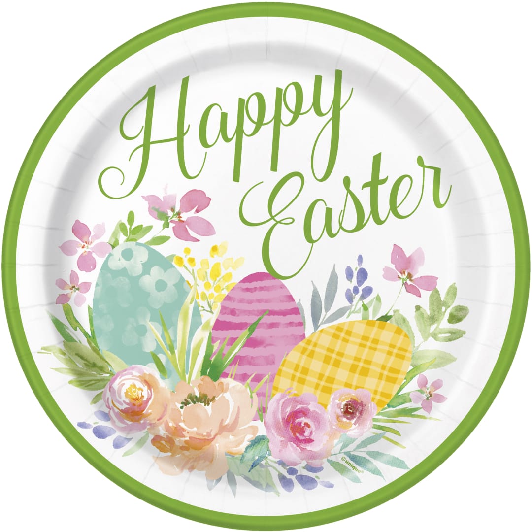 Watercolor Pastel Easter Round 9" Dinner Plates, 8ct
