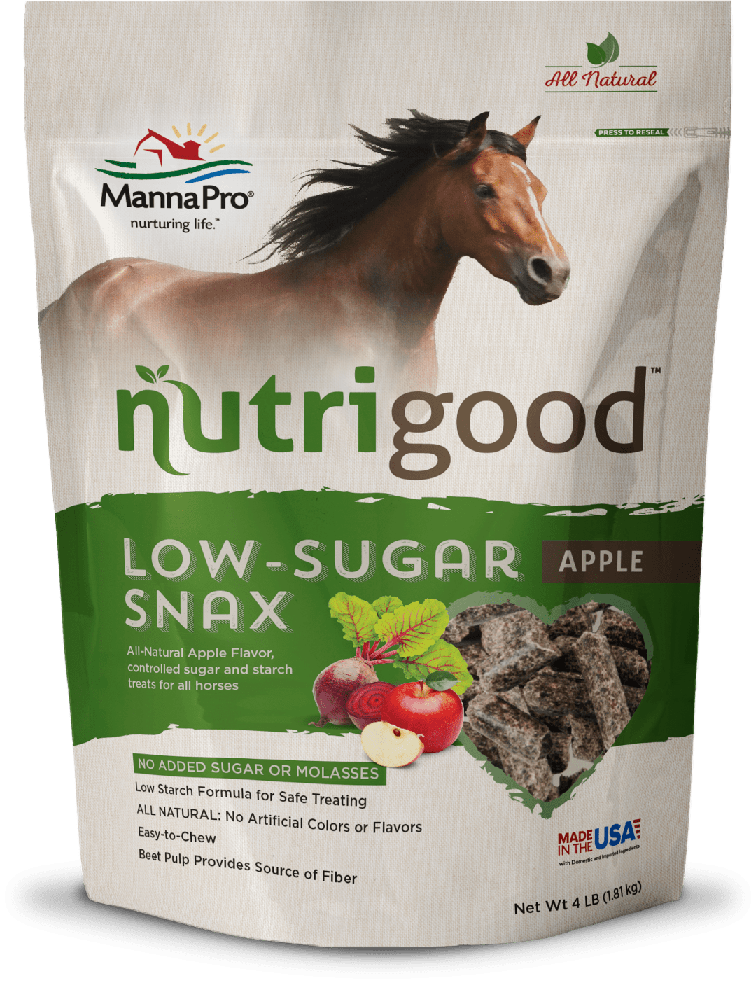 Nutrigood® Low-Sugar Snax for Horses – Apple Flavor Horse Treats (4 pounds)