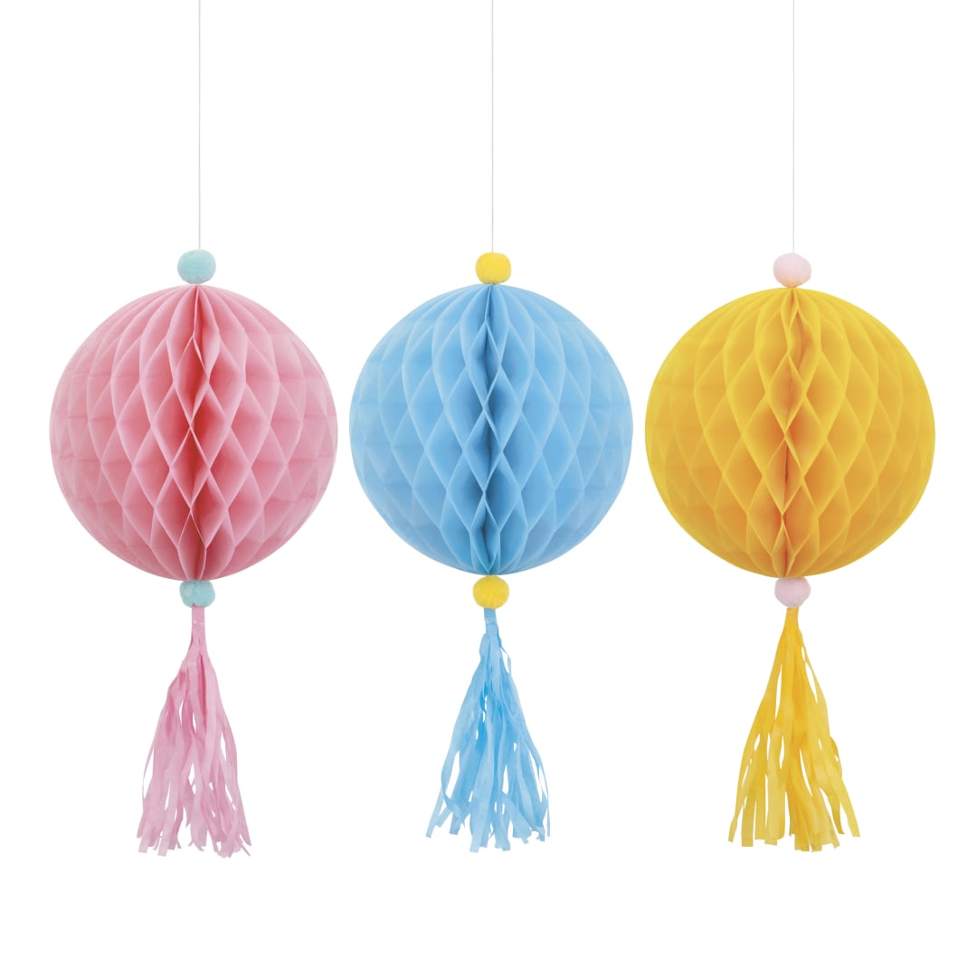 Pastel Ice Cream Hanging Honeycomb Decoration Kit, 3ct