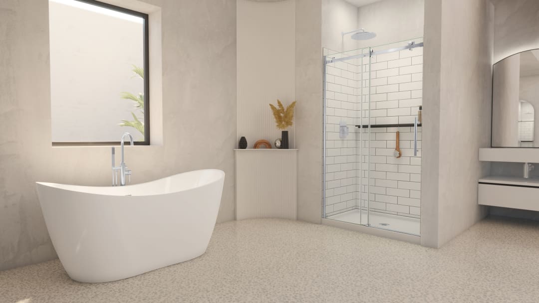 DreamLine Luna 44-48 in. W x 71 in. H Frameless Sliding Shower Door in Polished Stainless Steel