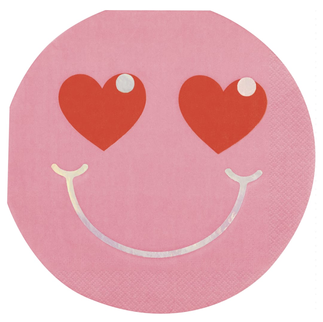 Retro Love Iridescent Smiling Face Shaped  Luncheon Napkins, 16ct - Foil Stamping