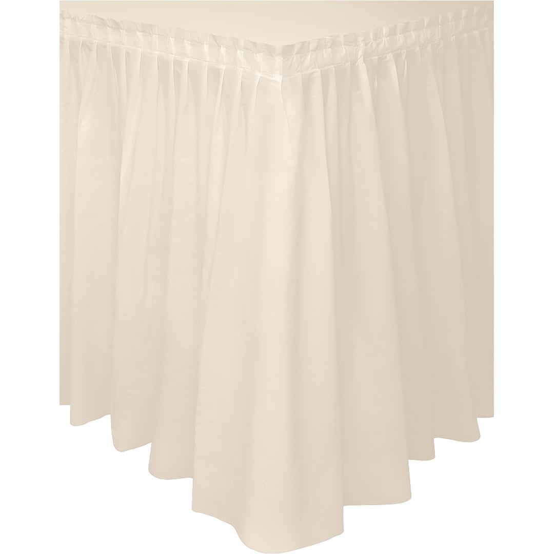 Vanilla Cream Solid Plastic Table Skirt, 29" x 21 ft