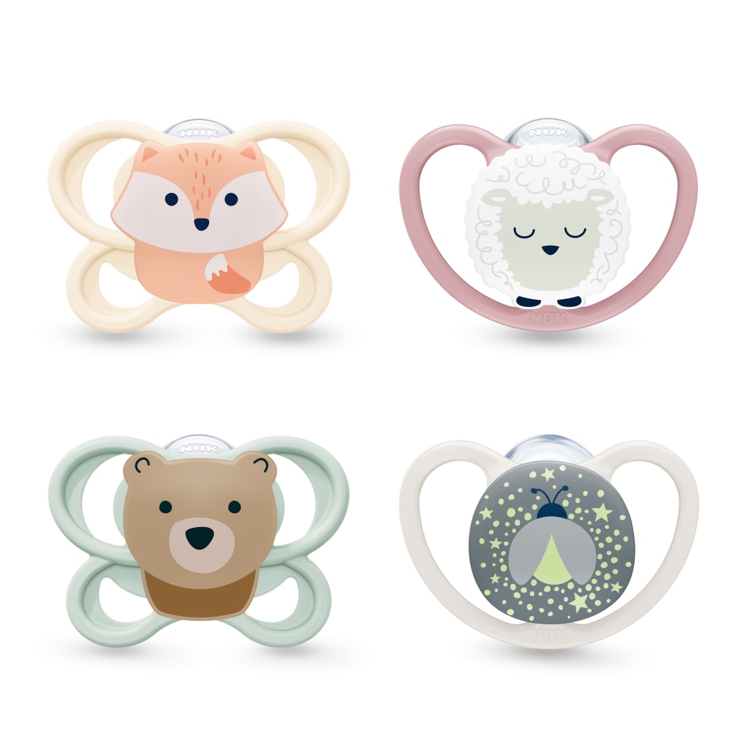 NUK Perfect Match Air Baby Pacifiers, 0-6 Months, Orthodontic Pacifiers that Promote Air Flow & Prevent Drool Rash, 95% Baby Acceptance**, Assorted, 4 Count