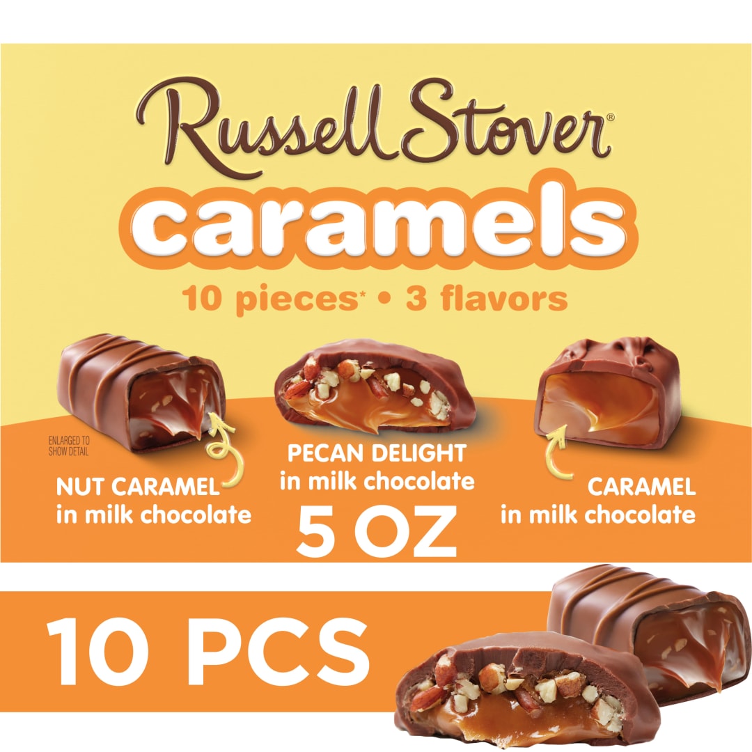 RUSSELL STOVER Assorted Caramels Milk Chocolate Candy Gift Box, 5 oz.