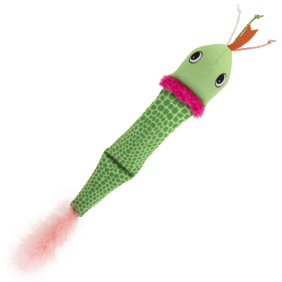 SmartyKat Crinkle Creeper Crinkle Plush Snake Kicker Cat Toy with Catnip Filled Tail