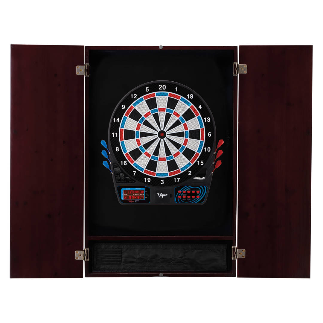 Viper Metropolitan Electronic Soft Tip Dartboard and Cabinet Bundle: Standard Set (777 Dartboard), Mahogany Finish