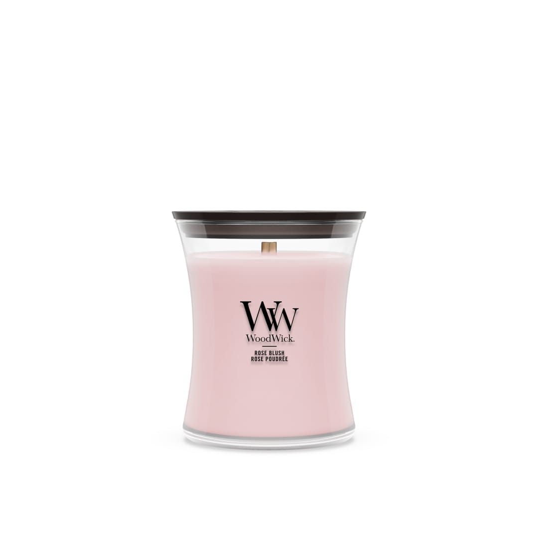 WoodWick Vela perfumada | Vela de tamaño mediano en forma de reloj de arena | Rose Blush | Regalos perfectos para mujeres