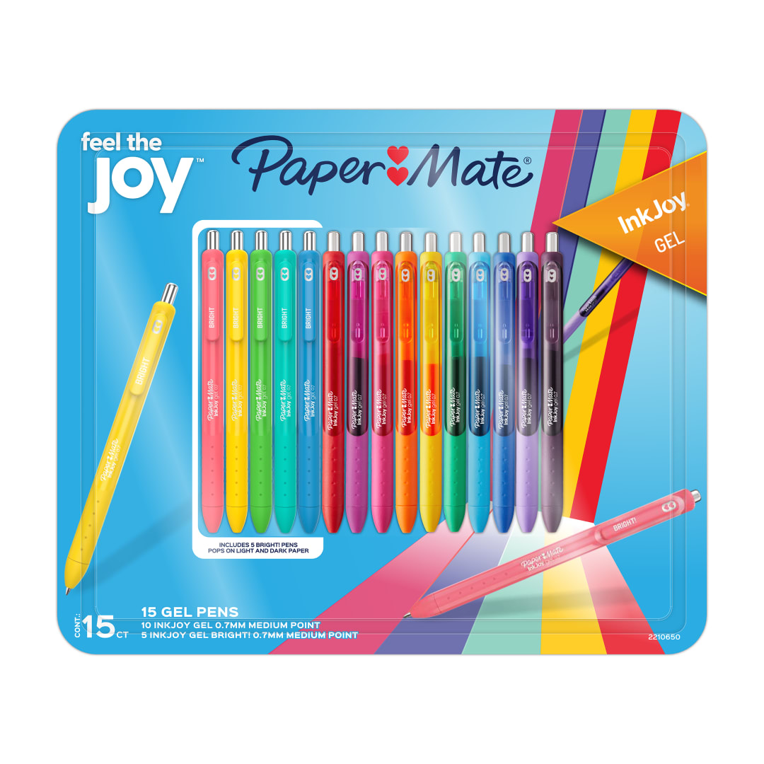Paper Mate InkJoy Gel Pens, Includes Classic and Bright! Colors, Medium Point (0.7mm), Assorted, 15 Count