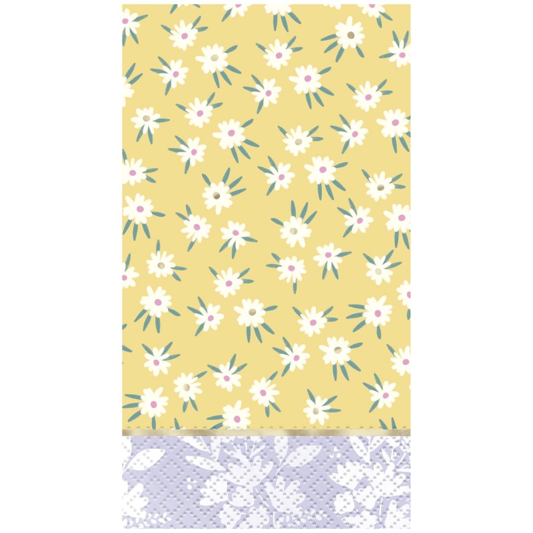 Spring Florals Blue &amp; Yellow Guest Towels, 16ct - Foil Stamping