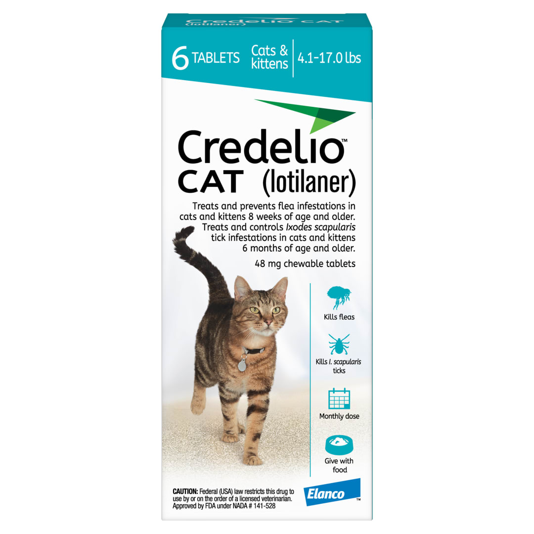 Credelio CAT Flea & Tick Infestation Prevention and Treatment for Cats 4.1-17 lbs. | 6-Month Supply