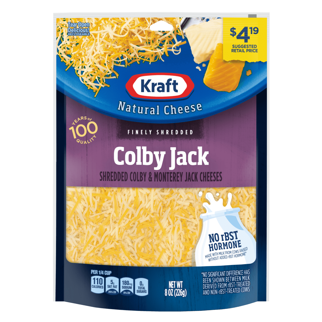 Kraft Natural Cheese-Fine Shreds Colby &amp; Monterey Jack, 8 oz Pouch