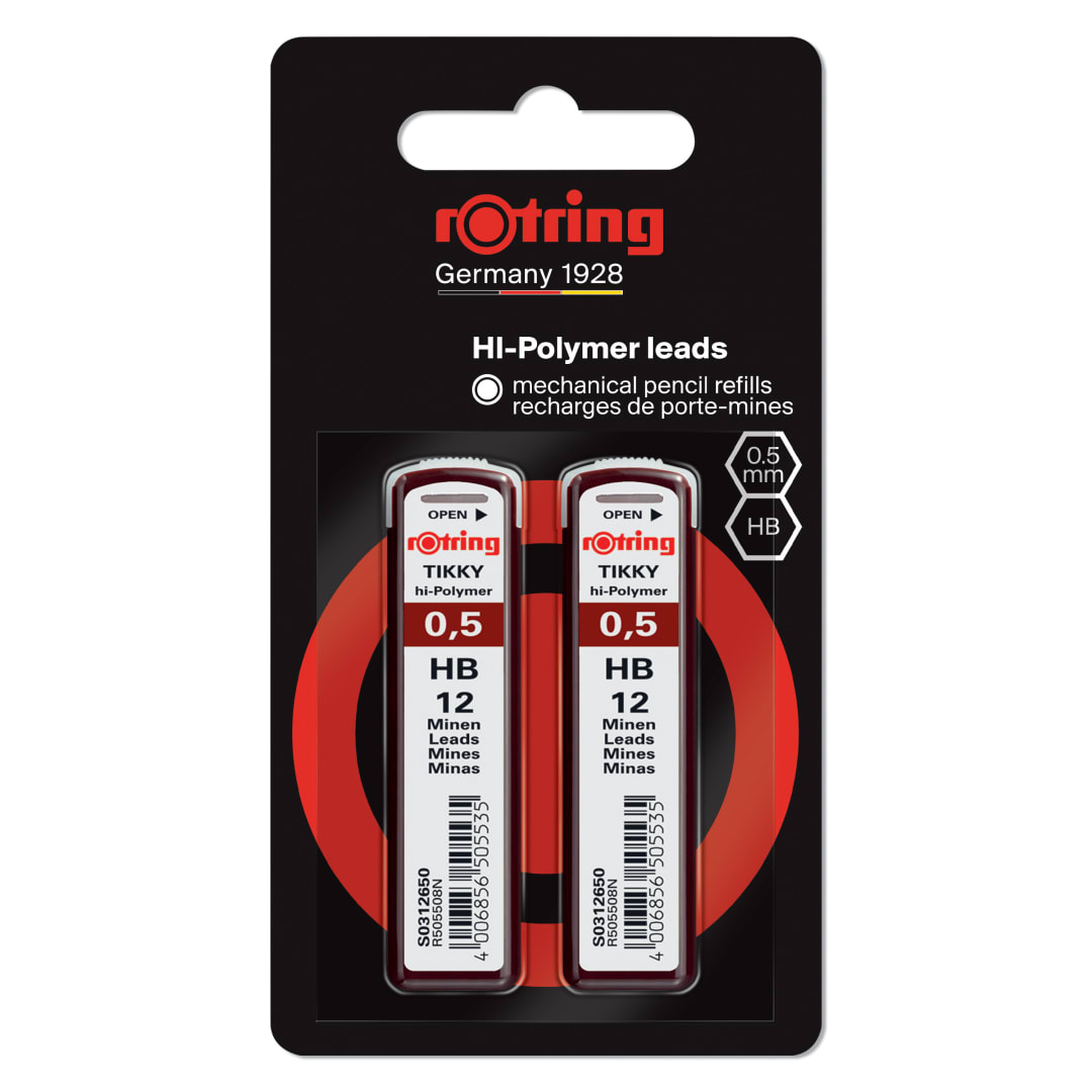 Recambios para portaminas rOtring Tikky | Mina HB0,5 mm | Mina de polímero de alta calidad