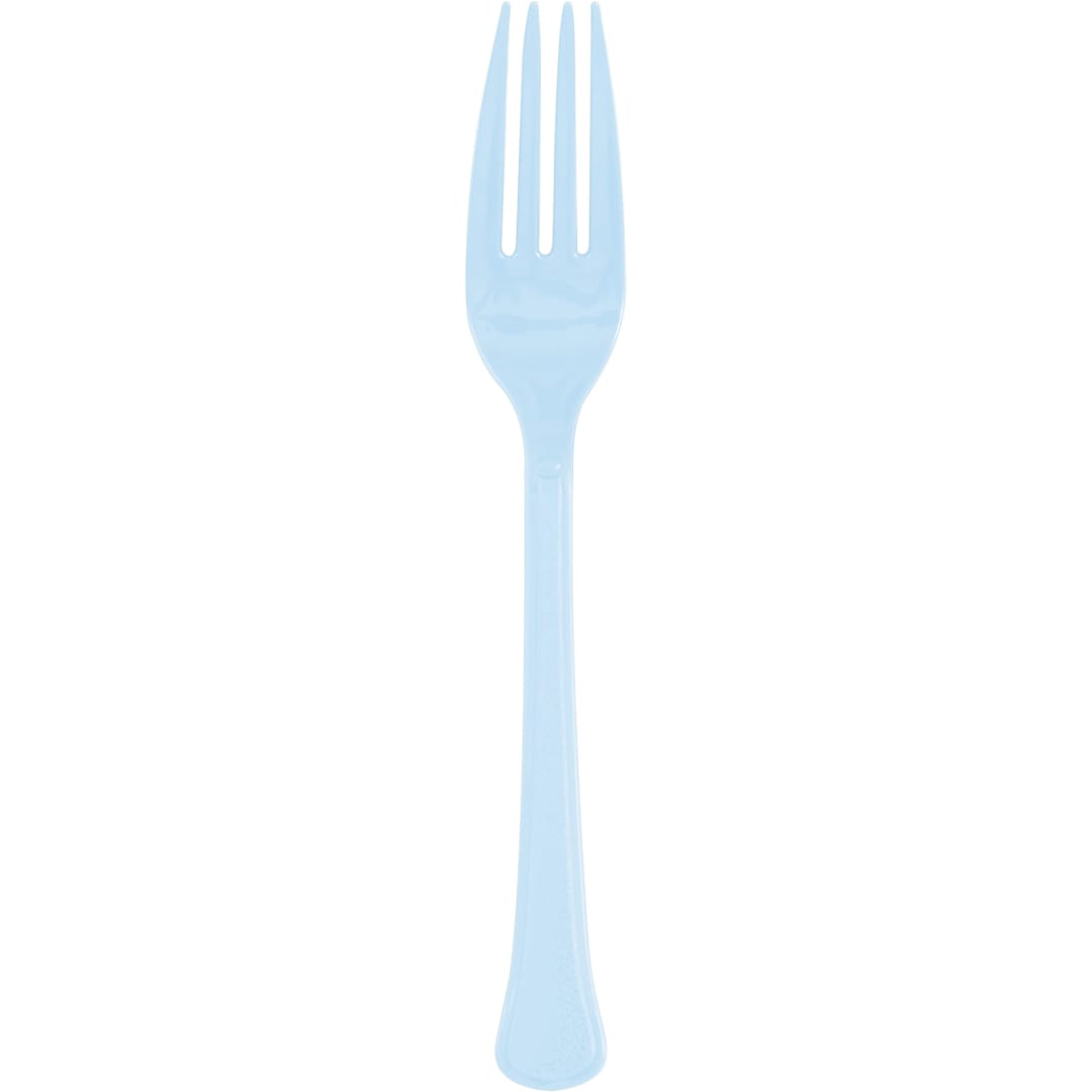 Powder Blue Solid Premium Plastic Forks, 20ct