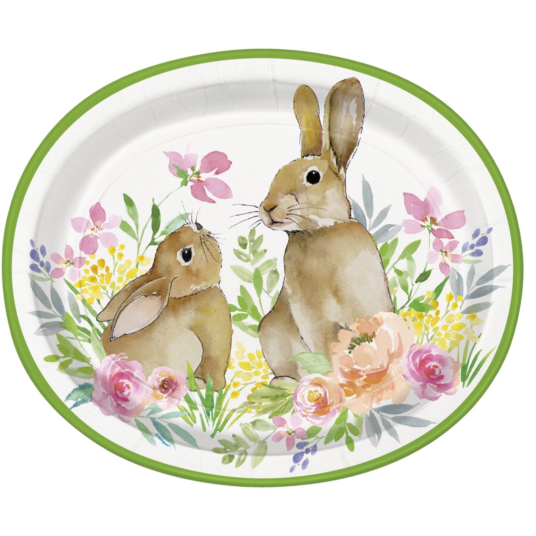 Watercolor Pastel Easter Oval Plates, 8ct