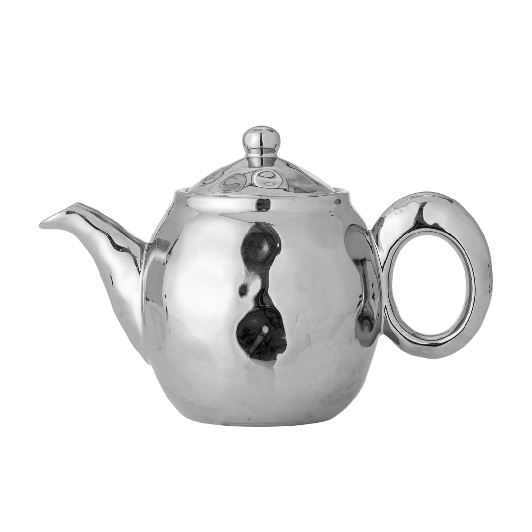82072961 - Shine Teapot w/Teastrainer, Silver, Stoneware STOCK: 300