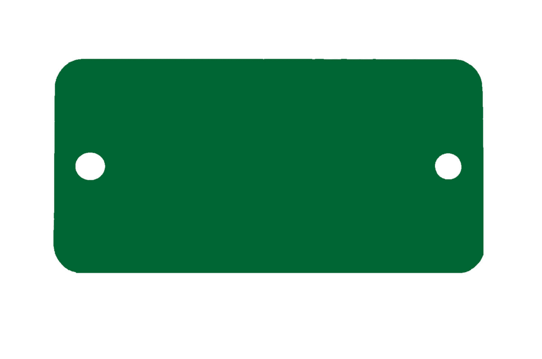 Tag-Rectangle with Rounded Corners 1" x 3" Anodized Aluminum Green 5 Pack