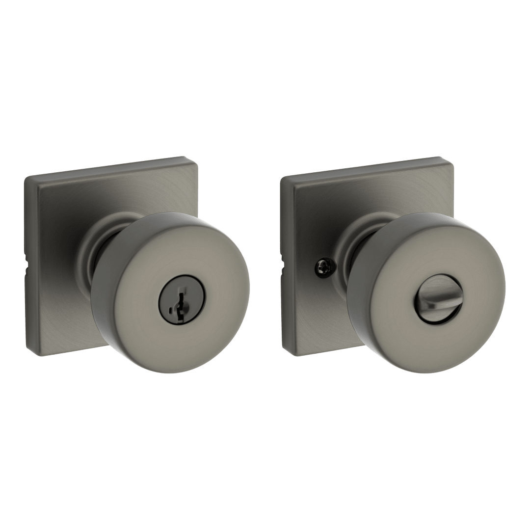 Pismo Keyed Entry Knob featuring SmartKey Security™ w/ Square Rose in Gunmetal
