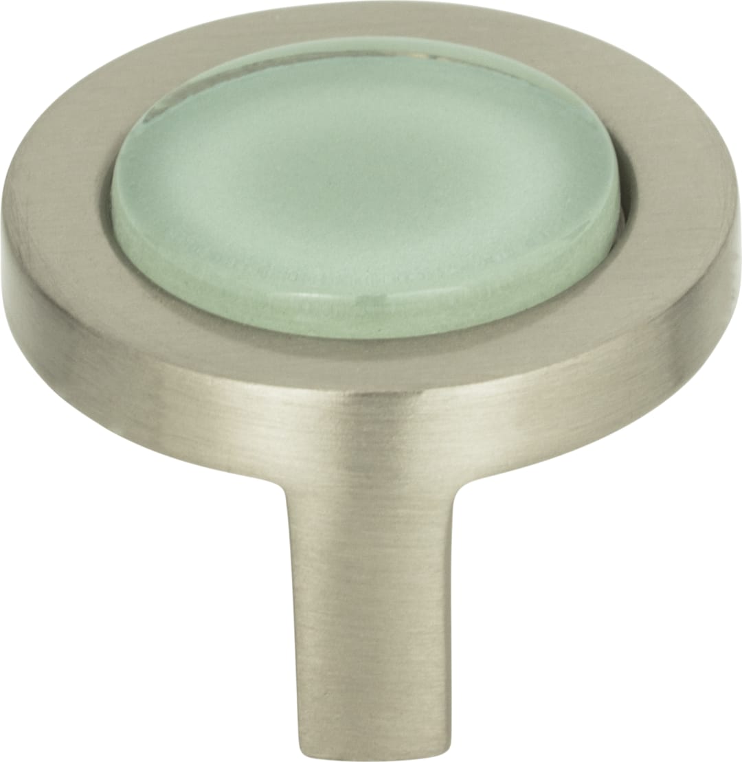 Spa Green Round Knob 1 1/4 Inch Brushed Nickel