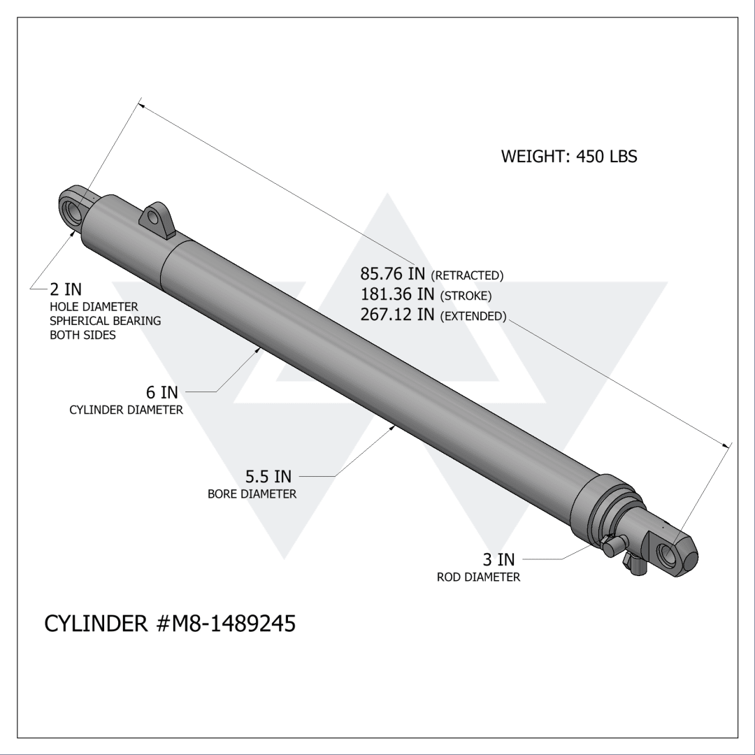 Wastebuilt® Replacement for McNeilus Ejector Cylinder, Scraper, 43/45 Yard ATL (5"-4"-3" X 181.36")