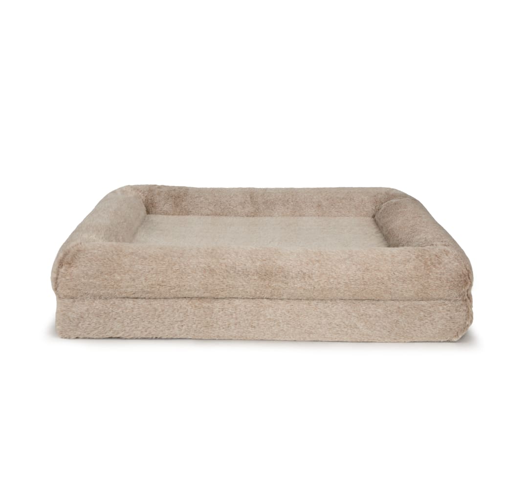FurHaven Snuggler Orthopedic Bolster Dog Bed, Washable Cover, Medium, Mink