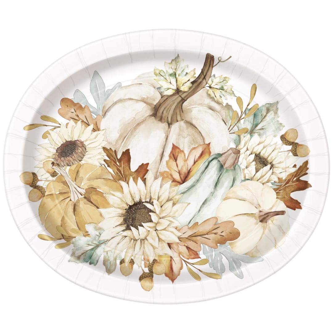 Family Thanksgiving Oval 12" Plates, 8ct