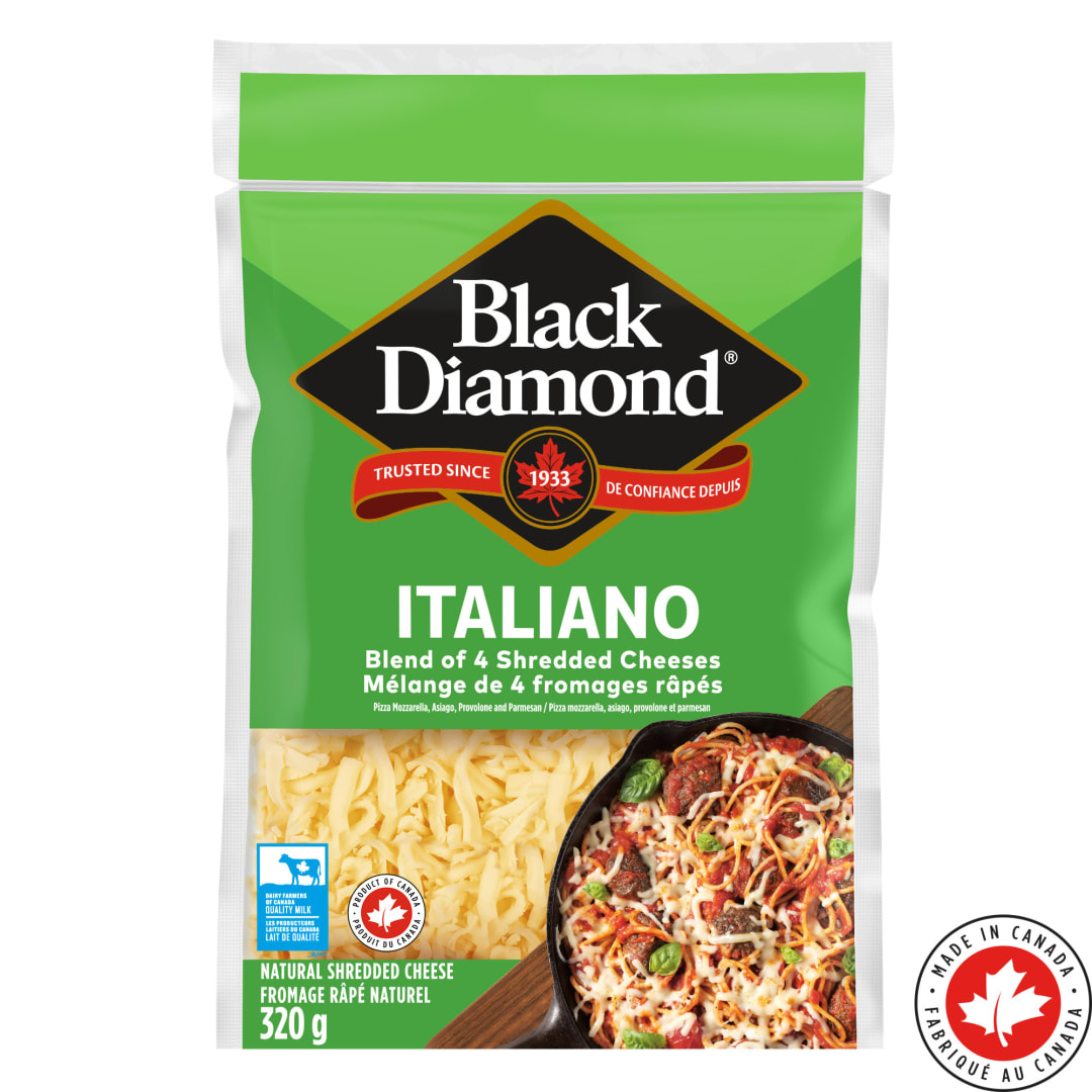 Black Diamond Italiano Shredded Cheese Blend, 320g