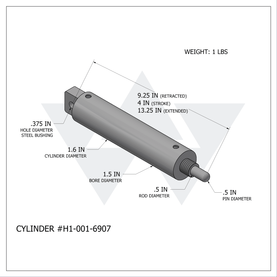 Wastebuilt® Replacement for Heil Double Acting Air Cylinder (1.5" X 0.5" X 4")