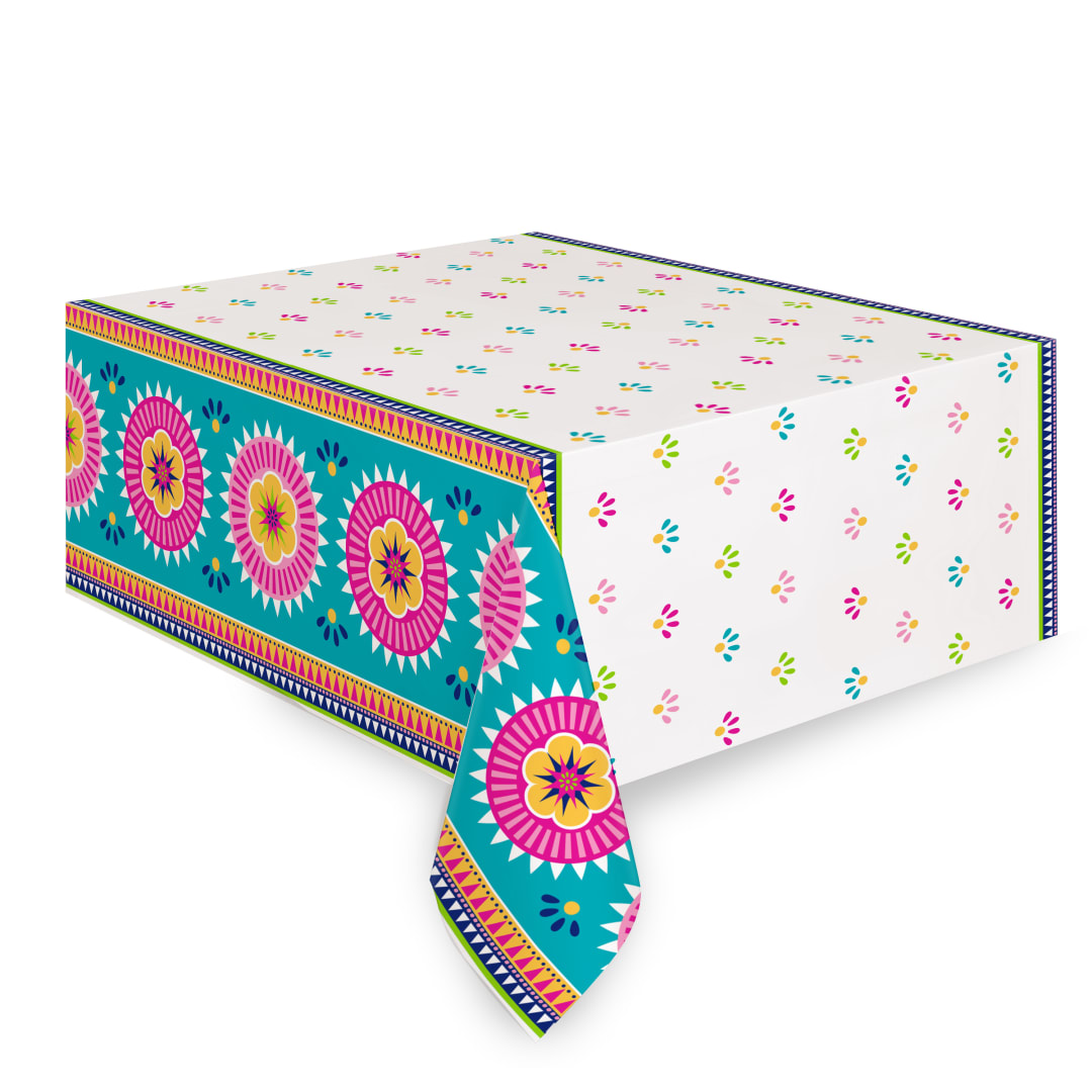 Boho Fiesta Rectangular Plastic Table Cover, 54" x 84"