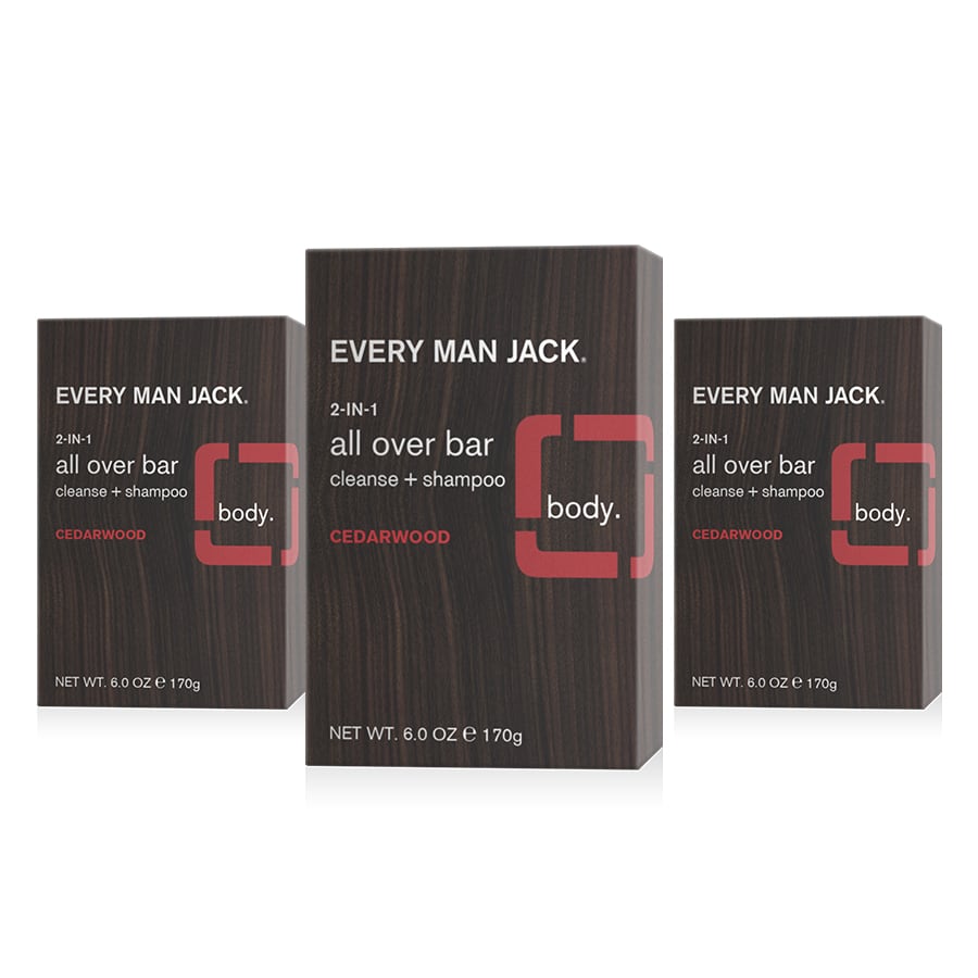 Every Man Jack Cedarwood Mens Soap Bar for Body and Hair - Bar Soap for Men with Shea Butter, Aloe Vera, and Glycerin to Deep Clean, Hydrate, and Soothe Skin - Naturally Derived, Zero Harmful Chemicals - 3 Pack