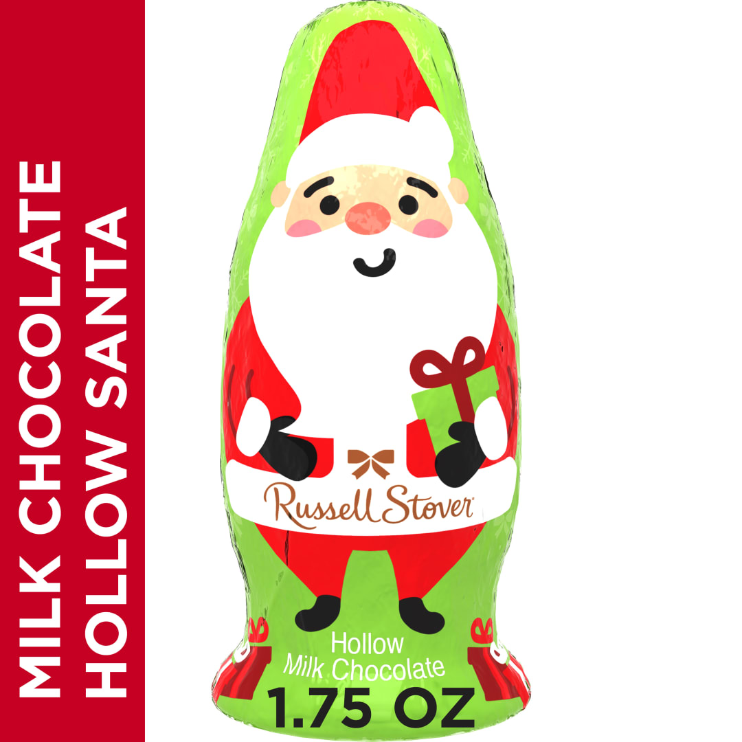 RUSSELL STOVER Christmas Milk Chocolate Candy Hollow Foil Santa, 1.75 oz.